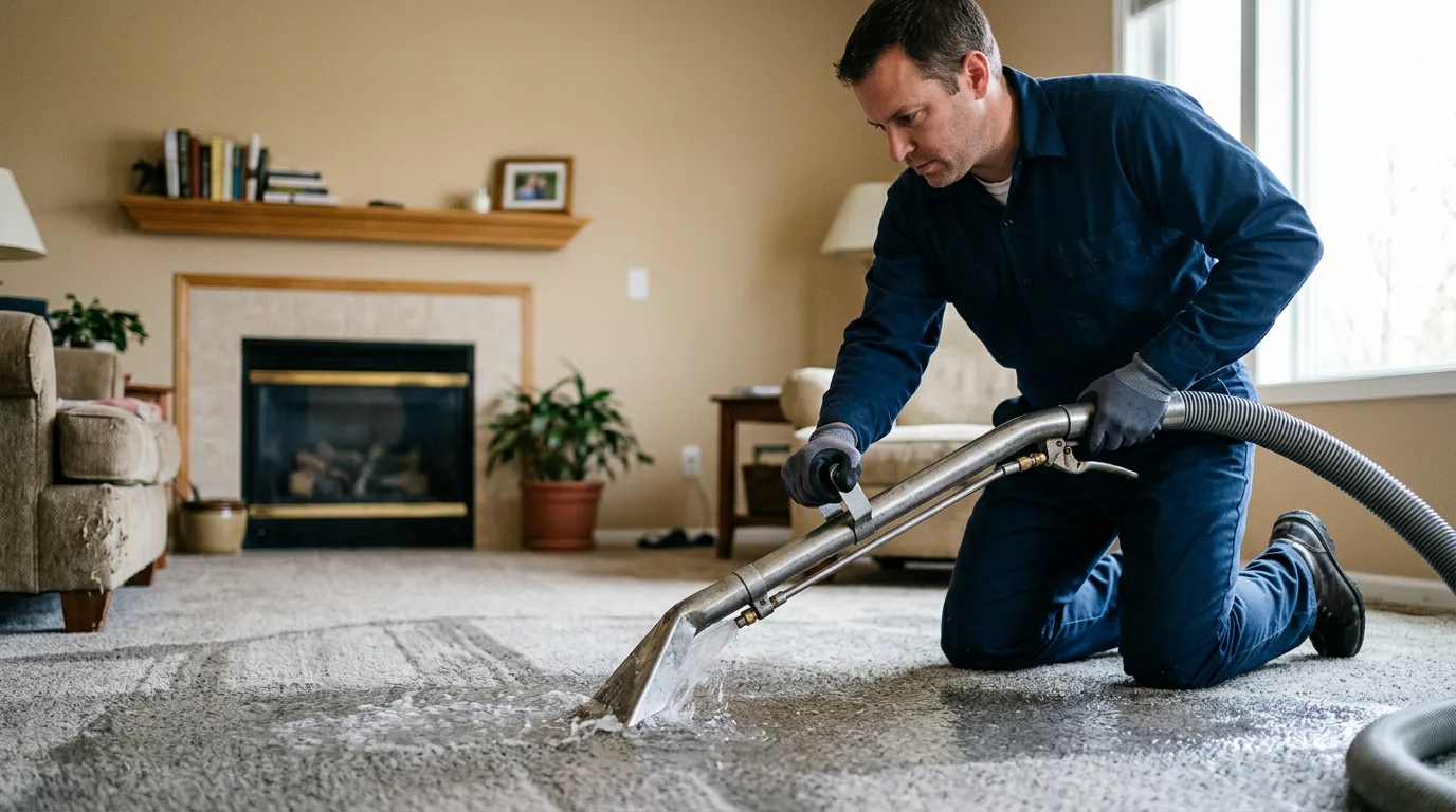 Water damage restoration technician working near Rebuck, PA
